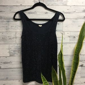 J. Crew Factory dark blue sequined front tank top